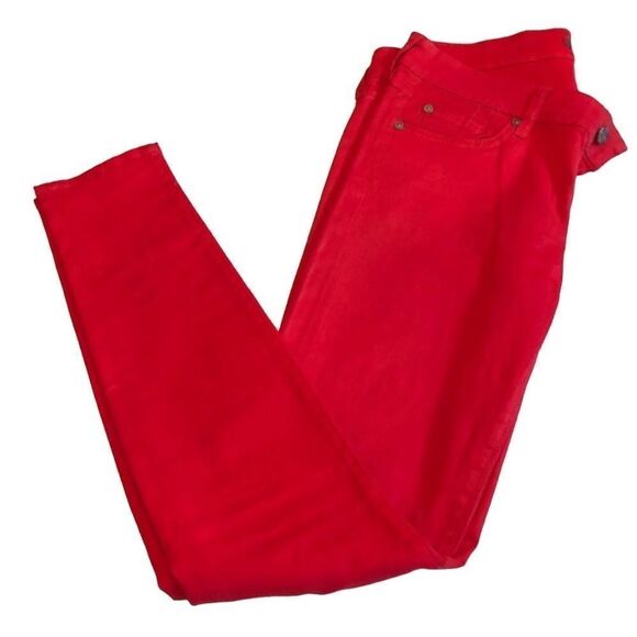 7 for All Mankind Red Metallic Skinny Jeans Size 30 - Picture 1 of 3